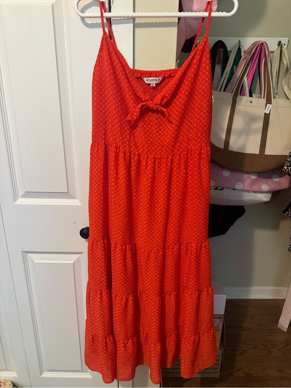 Nanette Lepore Red Tiered Tie-Front Maxi Dress